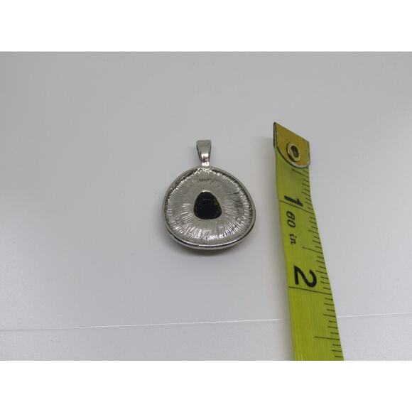 Blue Onyx Pendant Silver Tone Marble Boho Whimsygoth Cottagecore Timeless Classy - Picture 4 of 4